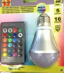 Lámpara LED Multicolor Cambio de Color Luz 4W E27 16 Colores Mando a Distancia BELLSON - Imagen 1 de 2