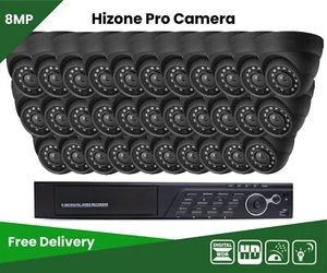 4/8/16/32CH HIZONE PRO 4K DVR - 8MP HIZONE PRO GRIS CÚPULA KIT DE SISTEMA - Imagen 1 de 46