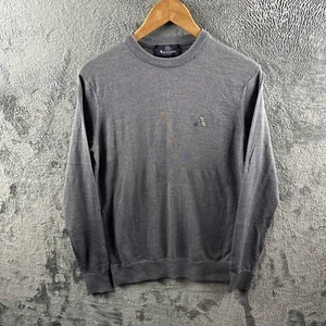 Aquascutum Jumper Mens Sweater Grey Wool Cotton 38" Small - Picture 1 of 10