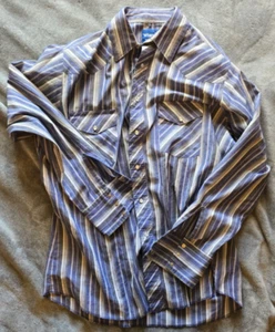 Vintage - Wrangler - Long Sleeve - Western - Pearl Snap - Size XL - Button Up - Picture 1 of 4