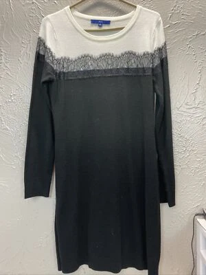 APT. 9 Suéter Blanco Negro con Acento de Encaje Mujer Talla Mediana Foto 1 de 4