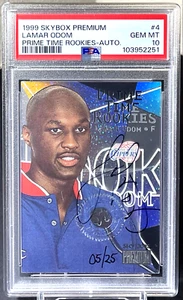 ( /25 PSA 10 ) Lamar Odom 1999-00 Skybox Premium Prime Time Rookies On Card Auto - Picture 1 of 2