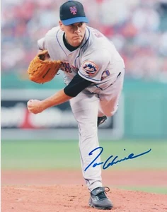 Foto firmada de Tom Glavine por los Mets de Nueva York 8x10 con certificado de autenticidad Braves Cy Young - Imagen 1 de 1