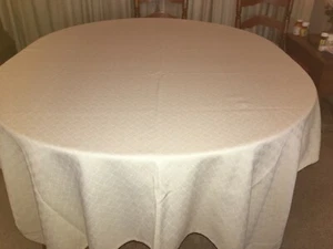 54" x 82" Beige Polyester Blend Tablecloth, Lovely HERRINGBONE pattern - Picture 1 of 4