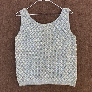 Maglione smanicato vintage Nicole San Francisco anni 60 perline perle taglia med - Foto 1 di 9