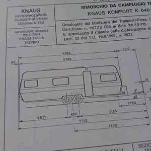ROULOTTE KNAUS KOMFORT K640/1 RIMORCHIO CARAVAN scheda omologazione 1978 - Imagen 1 de 5