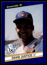 1987 Best Greenville Braves #9 David Justice RC NM Greenville Braves