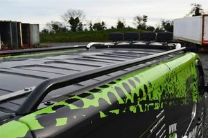 Acier Inoxydable Toit Rail + Cross Barres Pour VW Transporter T5 Lwb 10- - Foto 1 di 9