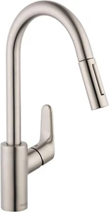 Hansgrohe 04920800 Focus Grifo de cocina extraíble con 2 rociadores, 1,5 gpm, acero inoxidable... - Imagen 1 de 22