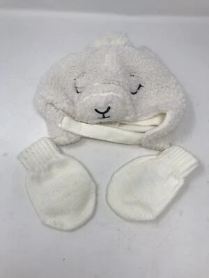 Gorra de cordero blanco marca Target niña niño-talla única con guantes Foto 1 de 3
