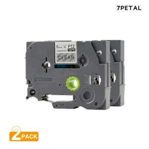 2PK TZ Tze 111 Black on Clear Label Tape for Brother Tze111 P-Touch 6mm 1/4" 8m - Picture 1 of 5