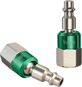 Yolass Raccordi per Utensili Aria,2Pz 1/4"FNPT 360°Swivel Utility Tubo Aria Industriale - Foto 1 di 12