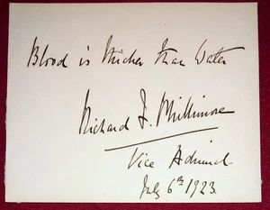 Admiral Sir Richard Fortescue Phillimore (1864-1940) Signed & Inscribed Card - Picture 1 of 2