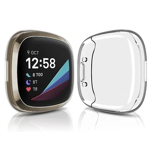 Durchsichtige TPU Vollabdeckung Hülle Displayschutz Rüstung für Fitbit Versa 4/Sense 2 - Bild 1 von 21