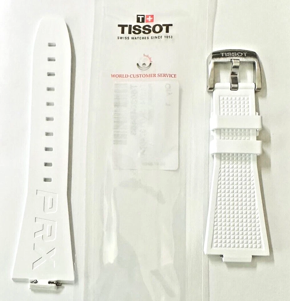 Original Tissot PRX For Case-Back # T137407A White Rubber Watch Band Strap &Pins - Image 1 of 3