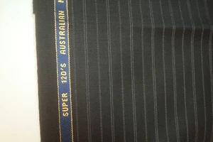 4.5 yds UK WOOL Fabric Australian Merino 120s Suiting 9 oz Black stripe 162" BTP - Picture 1 of 5