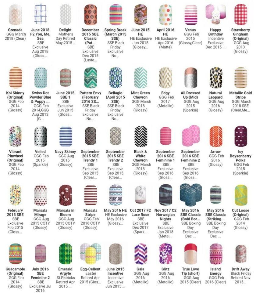 Meia folha de envoltórios para unhas Jamberry (2014-16), vários estilos e acabamentos - Imagem 1 de 1