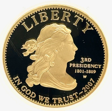 2007 W 1/2oz Thomas Jefferson First Spouse $10 Gold Coin Original Mint Packaging Cover