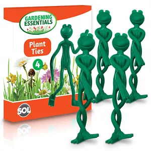 4 Frog Garden Plant Ties Supports | Reusable Soft Rubber Twist Adjustable Tree - Picture 1 of 7