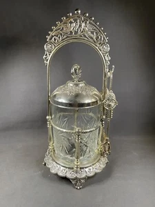 Antiguo frasco victoriano de encurtido floral de vidrio transparente 4094 - Imagen 1 de 23