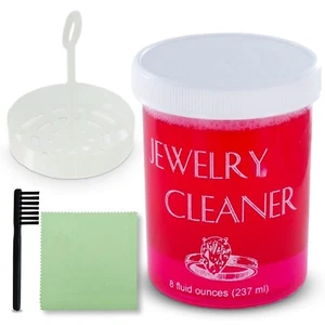 JSP Gold Silver Jewelry Cleaner Solution Diamond Gem Dip Liquid Basket Brush - Picture 1 of 22