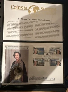 STAMPS -TURKS & CAICOS 1992 40TH ANNIV OF QEII ASSESSION TO THRONE COIN COVER - Picture 1 of 3