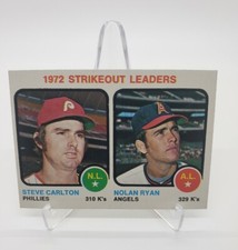 Vintage 1972 Strikeout Leaders 1973 Topps #67 HOFs Steve Carlton & Nolan Ryan