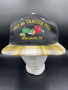 Cappello vintage a quadri camionista berretto snapback Nissin trattore pull giallo ricamato - Foto 1 di 7