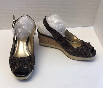 ANTONIO MELANI Womens Size 7.5M Cork Wedge Reptile Print - Image 1 of 4