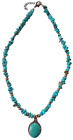 Necklace - Magnesite Pendant, Turquoise & Magnesite Nuggets, 22", Blue to Green