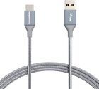 Amazon Basics Double Braided Nylon USB Type-C to Type-A 2.0 Male Cable, 1.8 m, 
