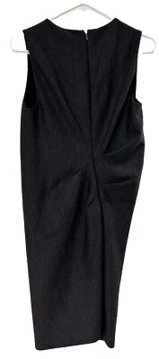 HALSTON HERITAGE Bodycon Midi Dress FLATTERING BACK RUCHING Snug Size 8 Black - Image 1 of 4