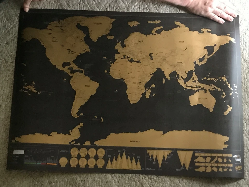  Scratch Off World Map Poster Open Tube Unscratched 23" x 32" Luckie's Of London - Image 1 of 4