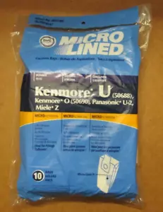 10-pack Micro Lined Vacuum Bags, Kenmore U&O (50688/50690) Panasonic U-2 Miele Z - Picture 1 of 6
