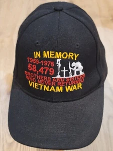 VIETNAM WAR VETERANS MEMORY BLACK EMBROIDERED Adjustable Cap Hat by Nissin Cap - Picture 1 of 7