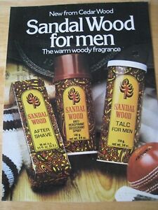 SANDAL WOOD FOR MEN THE WARM WOODY FRAGRANCE 1975 ADVERT A4 FILE G