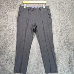 Incotex Wool Dress Pants Mens 34x31 Charcoal Gray Check Slim Tapered Italy - Picture 1 of 24