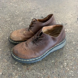 Dr. Martens 3B42 Brown Leather Platform Wingtip Oxford Creepers Women’s Size 9 - Picture 1 of 8