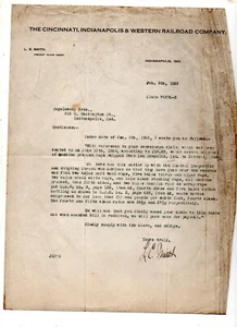 Cincinnati, Indianapolis & Western Railroad lot two 1925 letters signed by agent - Picture 1 of 8