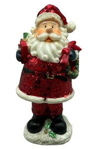 Statuina testa di Babbo Natale testa di bobble glitterata reggi ghirlanda decorazione LEGGI - Foto 1 di 8