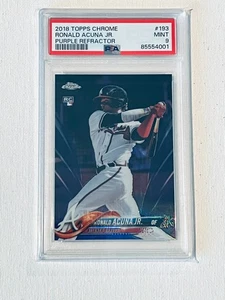 Ronald Acuna Jr. 1 of 299 Purple Refractor 2018 Topps Chrome #193 RC PSA 9 - Picture 1 of 2