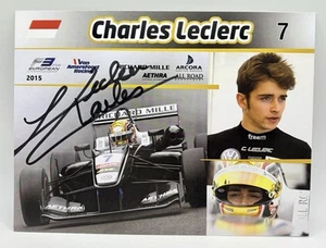 F1, FORMULA 1 FERRARI CHARLES LECLERC signed F3 CARD 2015 FULL SIGNATURE!!! - Picture 1 of 2