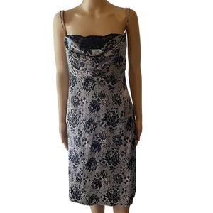 Nuovo abito vintage Rimini ByShaw seta slipDress taglia 12 nero panna raso senza schienale sexy lusso - Foto 1 di 7