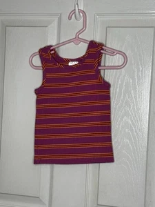 Hanna Andersson Stripe Ribbed Tank Top Girls Size 4 Pink Sleeveless - Picture 1 of 5