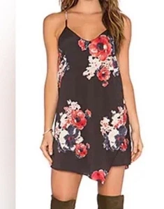 Intimately Free People Chemise Slip Dress Red Black Floral Size M Fairy Goth - Picture 1 of 10
