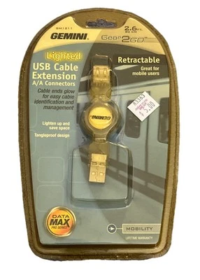 A-B USB 2.0 Retractable Cable Brand New Gemini Gear2Go - Image 1 of 2