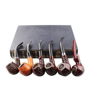 6 pz/set pipe da fumo in legno tabacco pipa da fumo confezione regalo per fidanzato papà - Foto 1 di 7