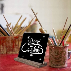  Two Sides Mini Tabletop Chalkboard Signs with Rustic Style Wood Base Stands - Picture 1 of 11