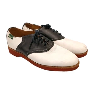 Zapatos GH Bass Saddle Hombres 9.5 Medianos Cuero Oxford Blanco y Negro Clásicos De Colección - Imagen 1 de 13
