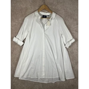 Maeve Anthropologie White Tunic Dress Button Down Long Sleeve Size 12 BOHO - Picture 1 of 11